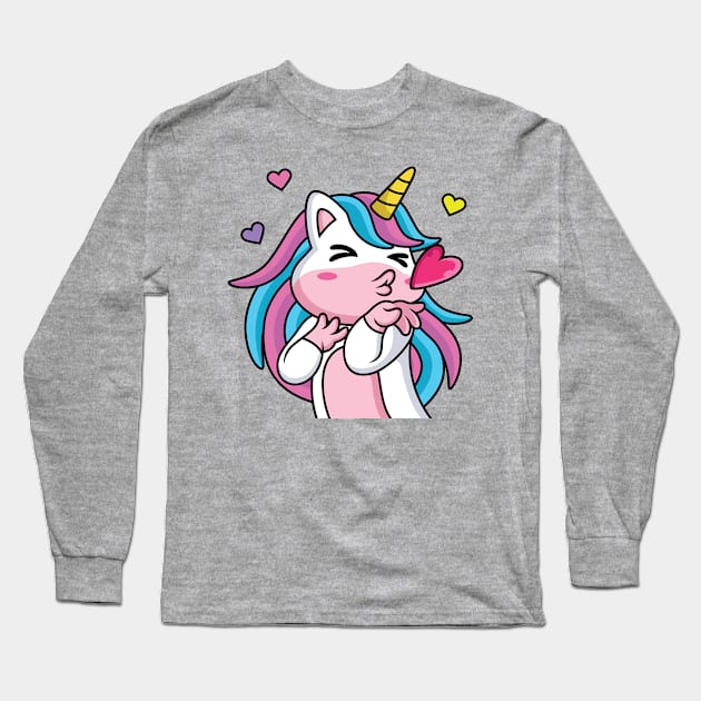 Cute Unicorn Long Sleeve T-Shirt by Norzeatic